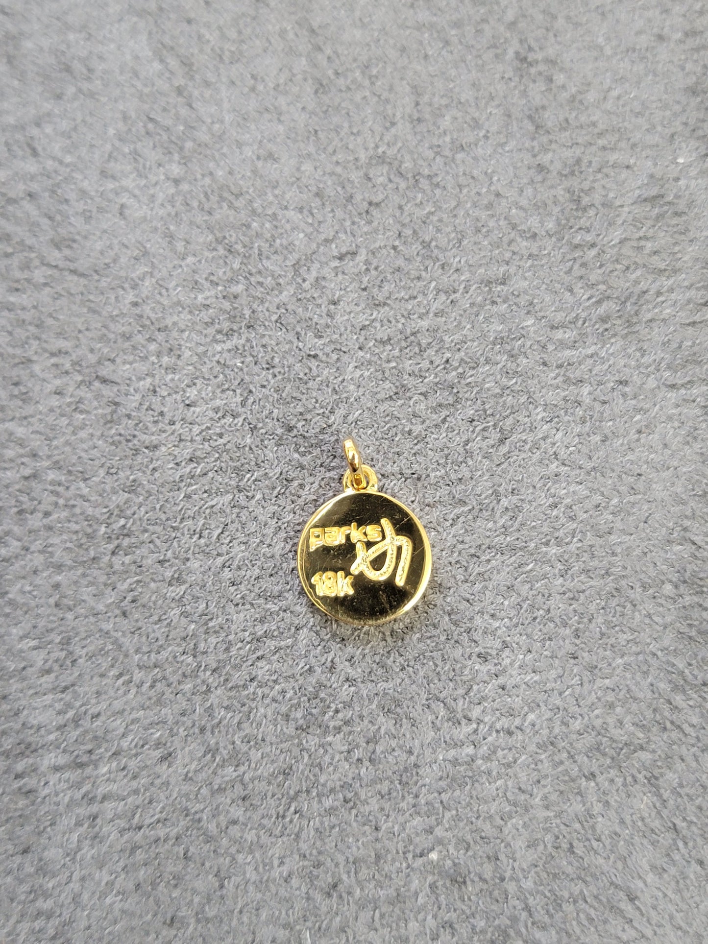 18K Yellow  + Enamel  F U pendant