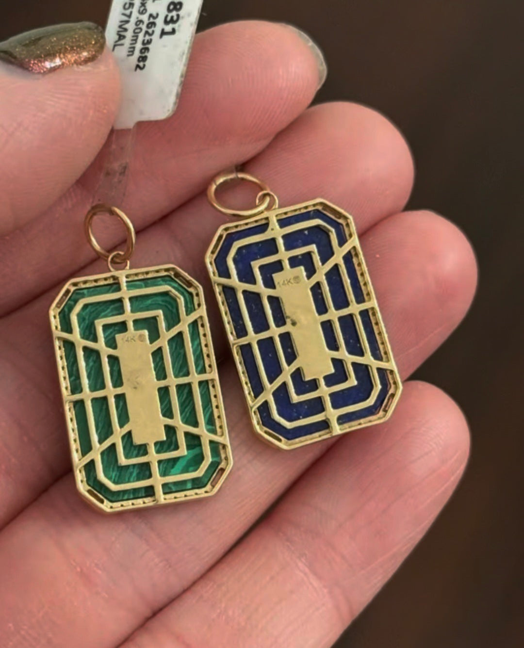 Emerald & Malachite or Sapphire & Lapis Pendant