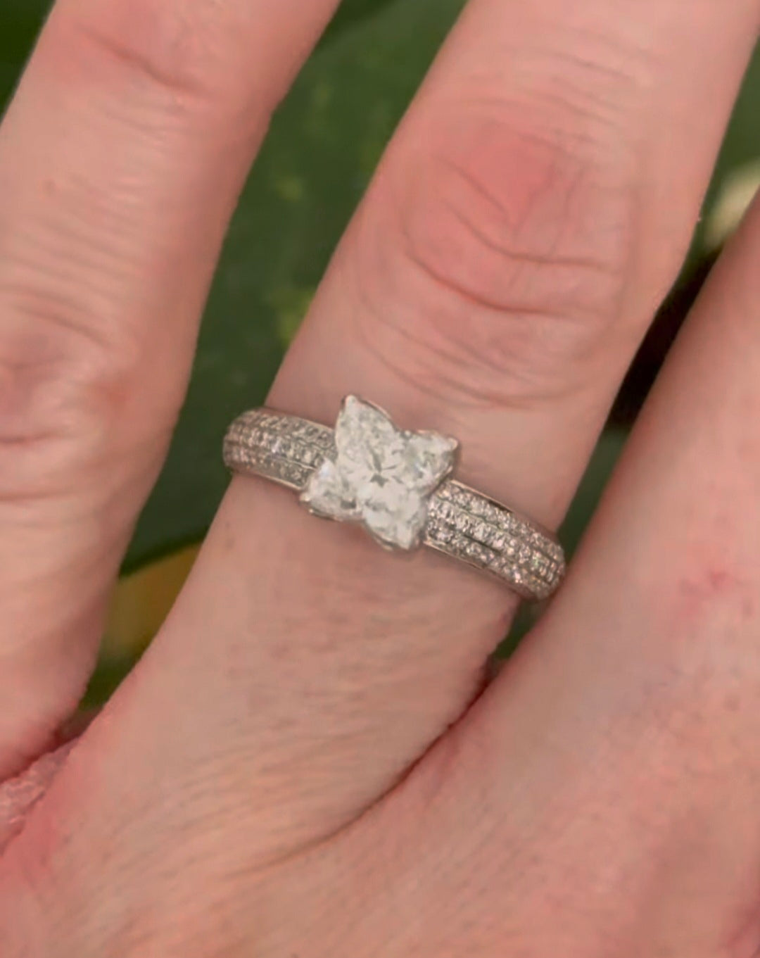 White Gold Pear & Round Lab Diamond Ring