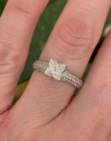 White Gold Pear & Round Lab Diamond Ring