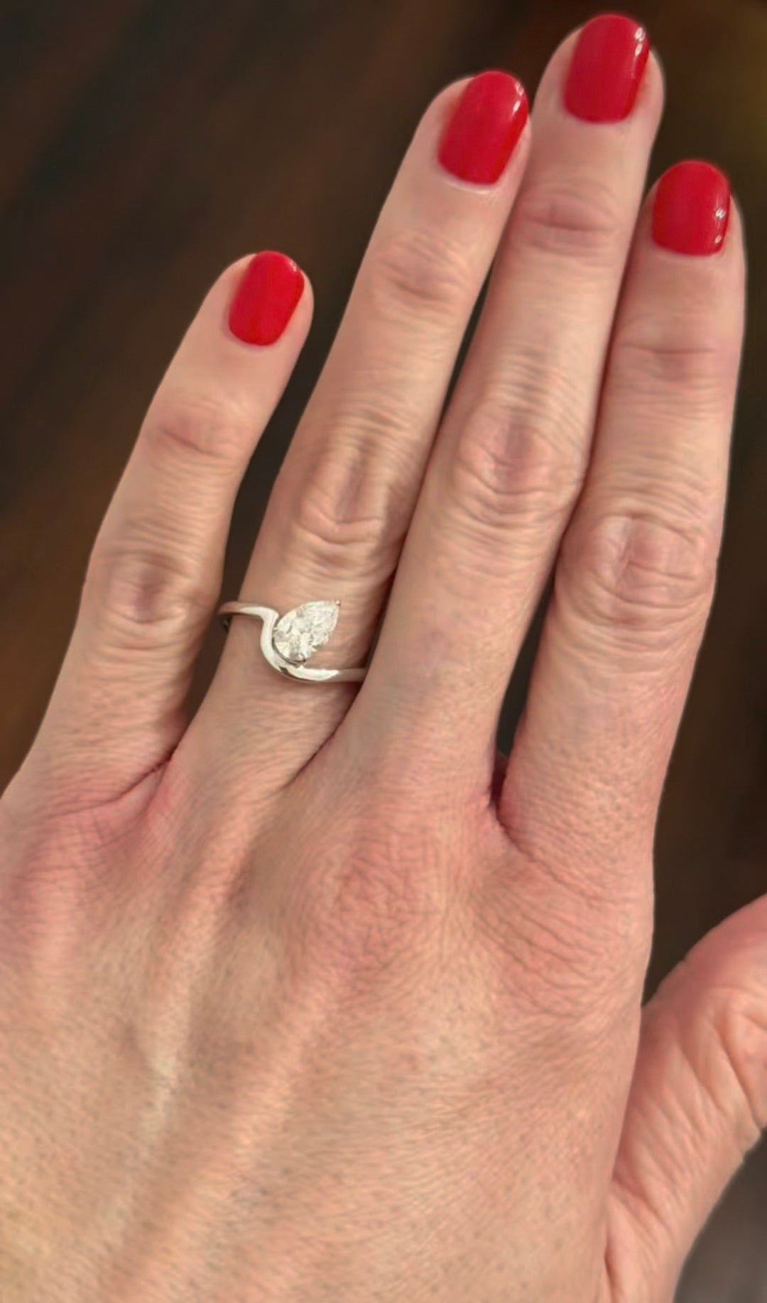 White Gold 1.02ct Pear Shape Lab Diamond Ring