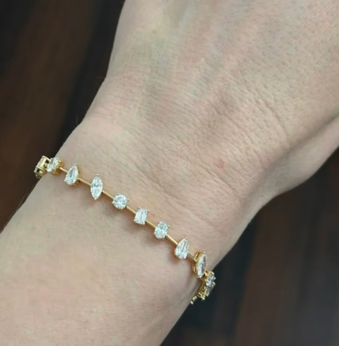 5.18ct Multi Shaped Lab Diamond Tennis Bracelet