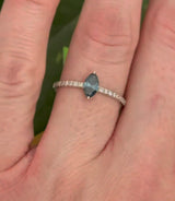 White Gold 0.51ct Blue Maruise & White Lab Diamond Ring