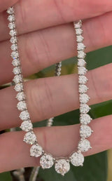10.54ct White Gold 3 prongs Graduated Tennis Necklace