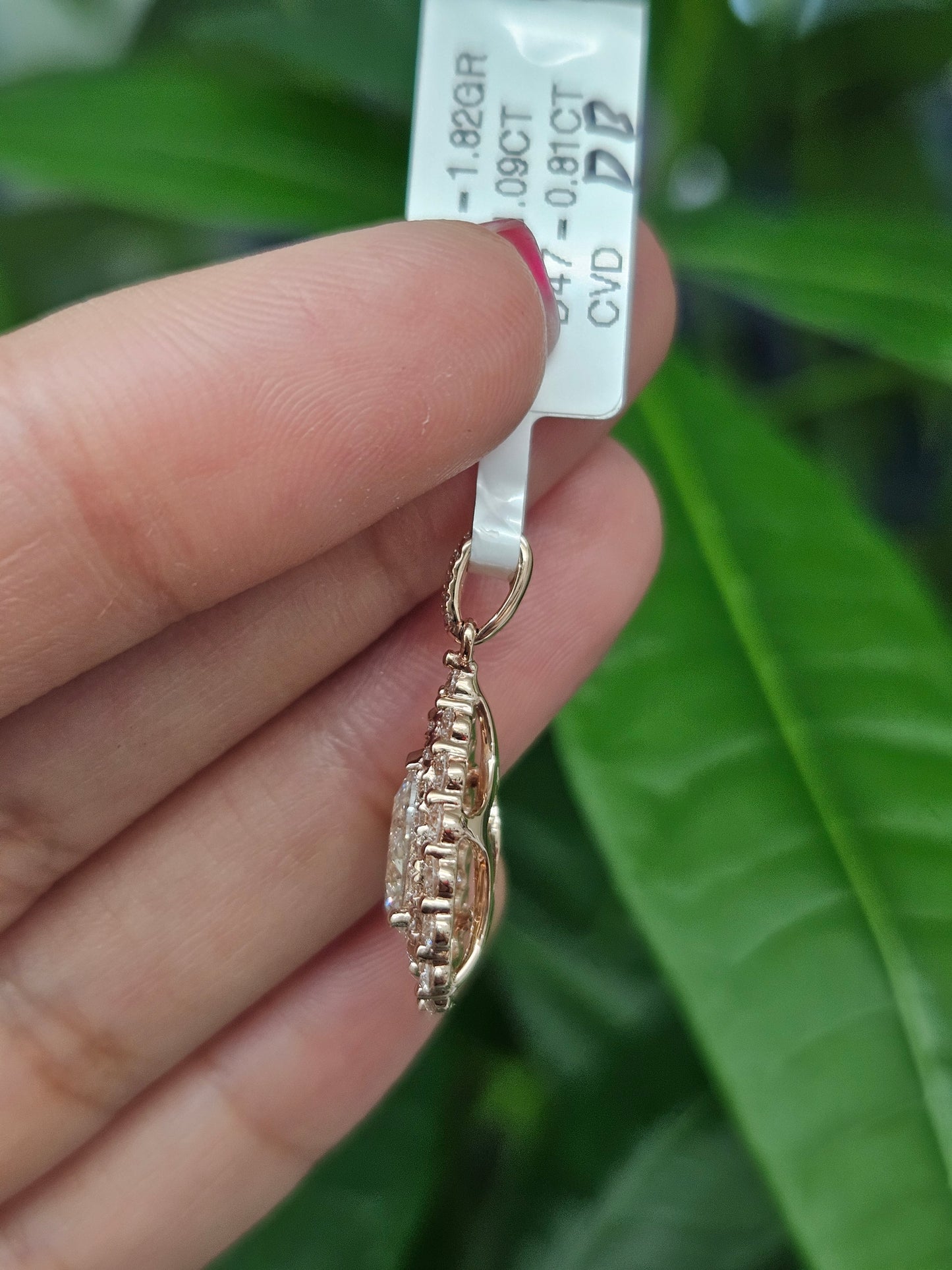 14K Gold Pear Shaped Lab Diamond Pendant