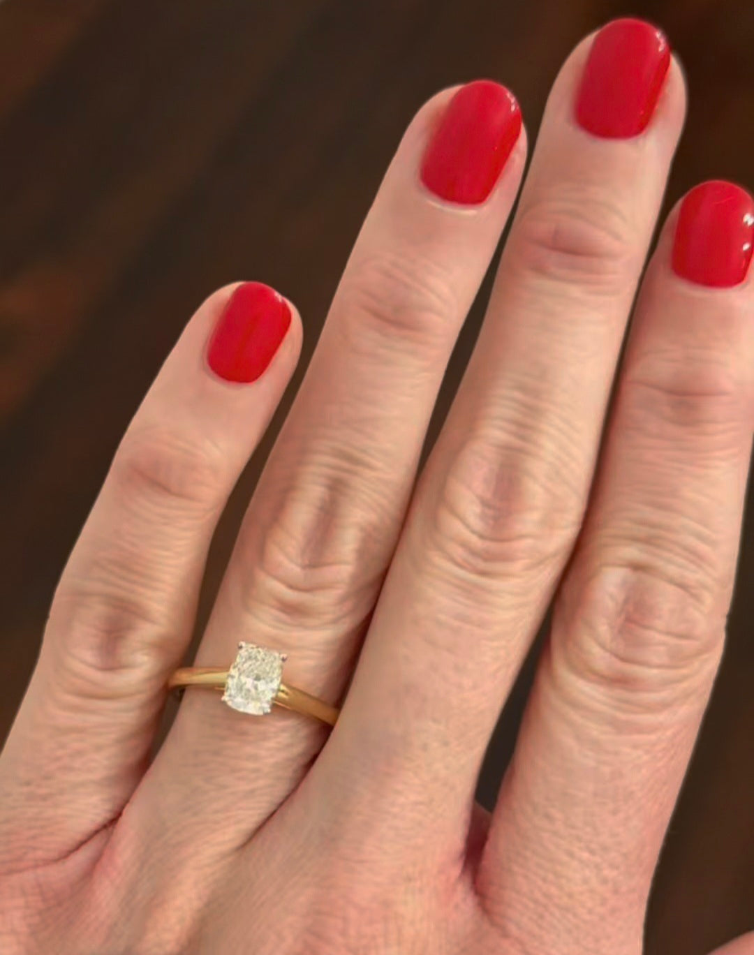 Yellow Gold 1.21ct Elongated Cushion Lab Diamond Ring