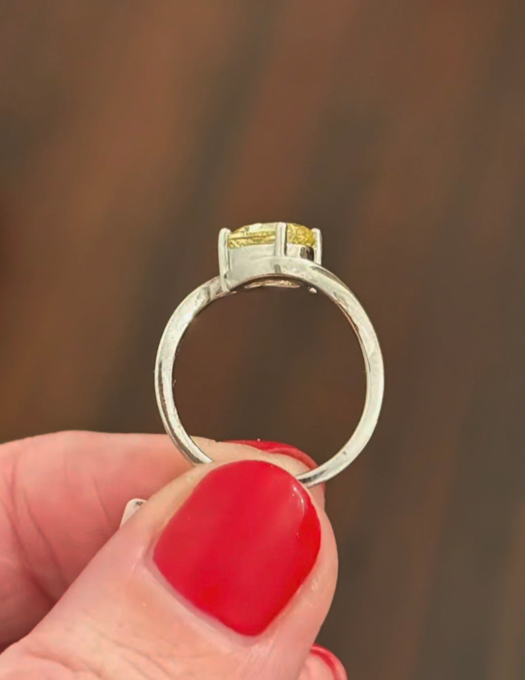 White Gold 1.78ct oval Yellow Lab Diamond Ring