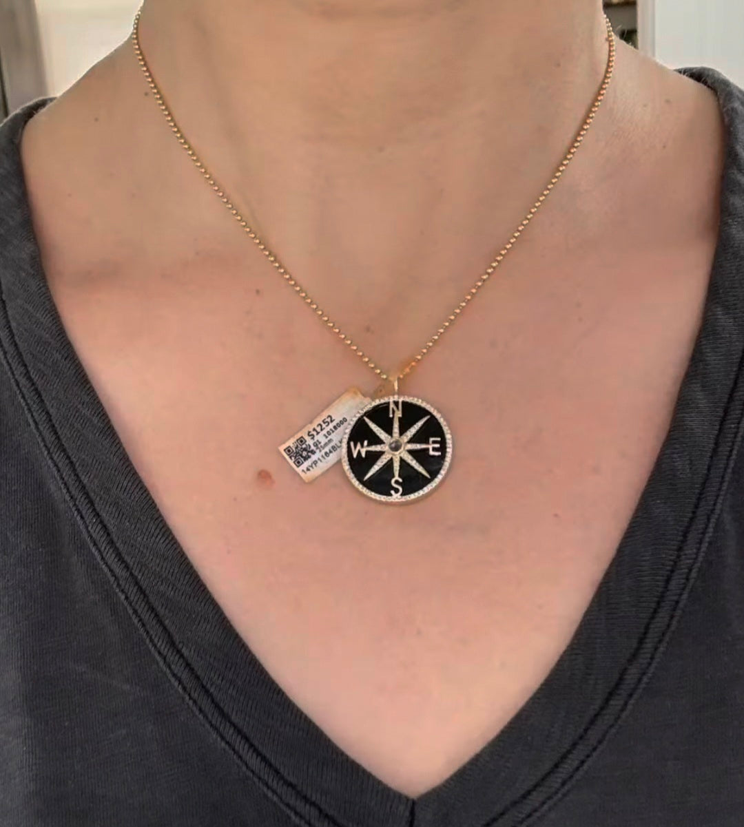 Yellow Gold Diamond & Black onyx Pendant