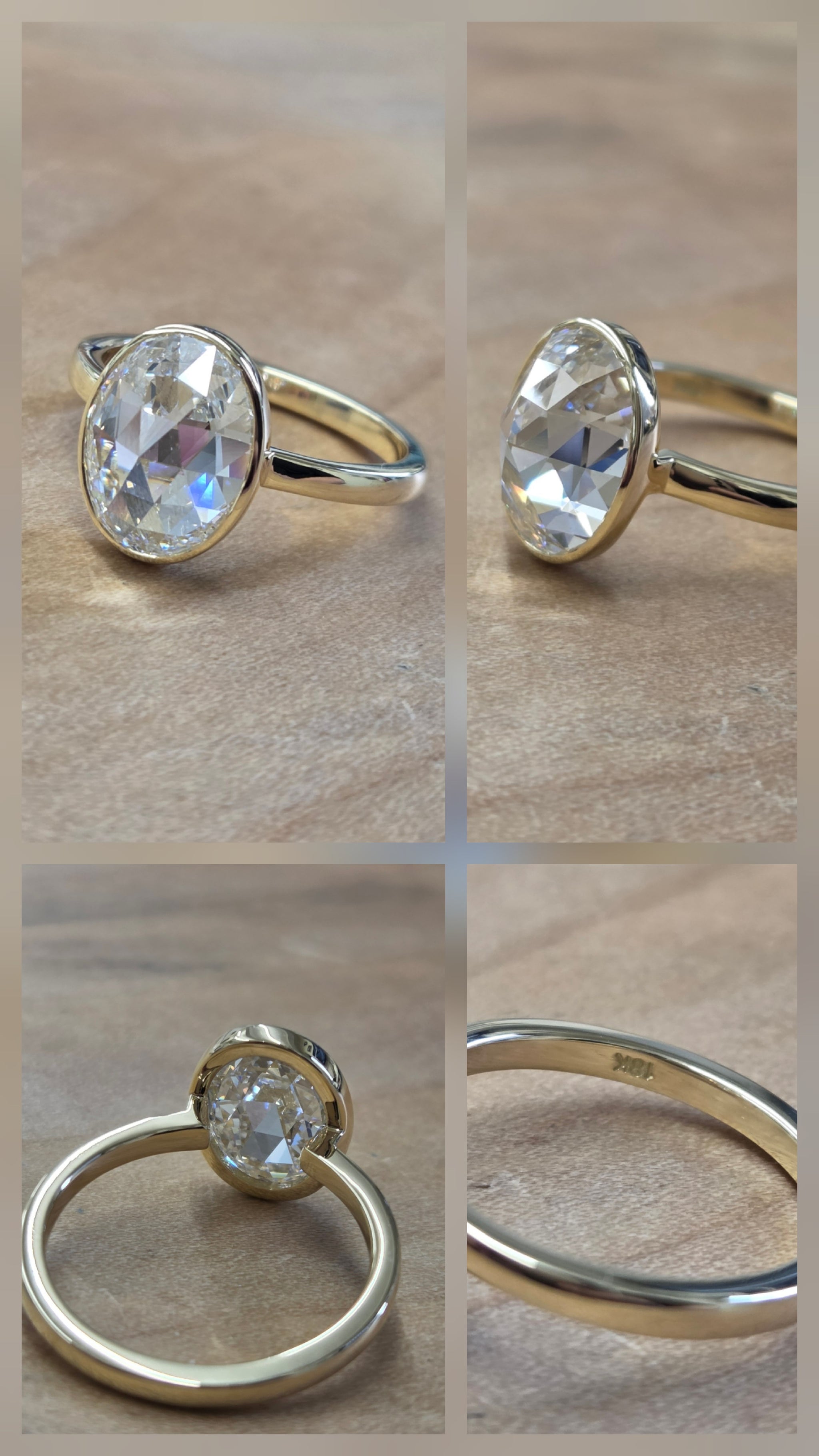 3.25 ct Super High Dome Rose Cut 18k Bezel ring