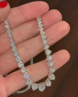 15.25ct White Gold 3 Prong Graduated 17.25" Tennis Necklace