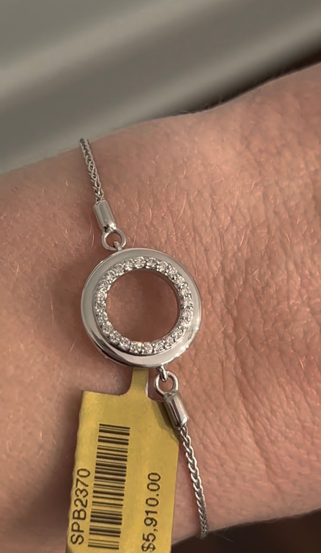 White gold lab diamond
bracelet with an adjustable bolero chain