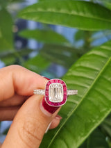 Chris cut Lab Diamond & Natural Ruby Ring