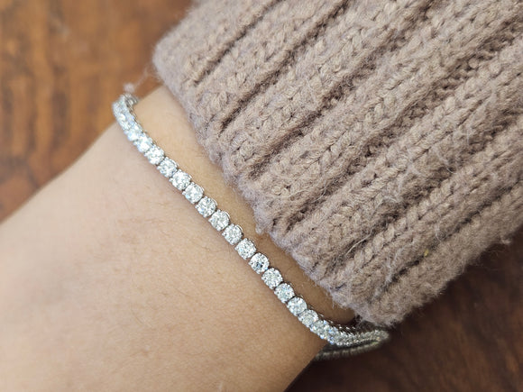 3.98 CT Lab 7 inches White Gold Tennis Bracelet