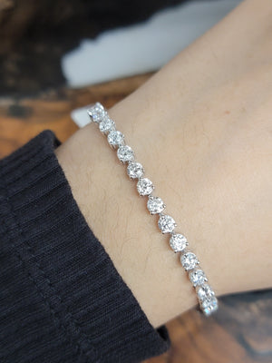 6.42 CT Lab 3 prongs  7.25 inches   Tennis Bracelet