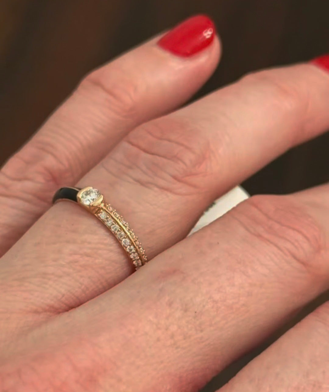 Rose Gold & Black Enamel 0.28ct Lab Diamond Ring