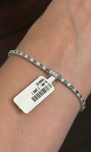 3.23 CT Green and white Lab diamond tennis bracelet