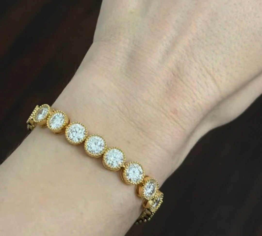 25.56ct Yellow Gold Lab Diamond Bracelet