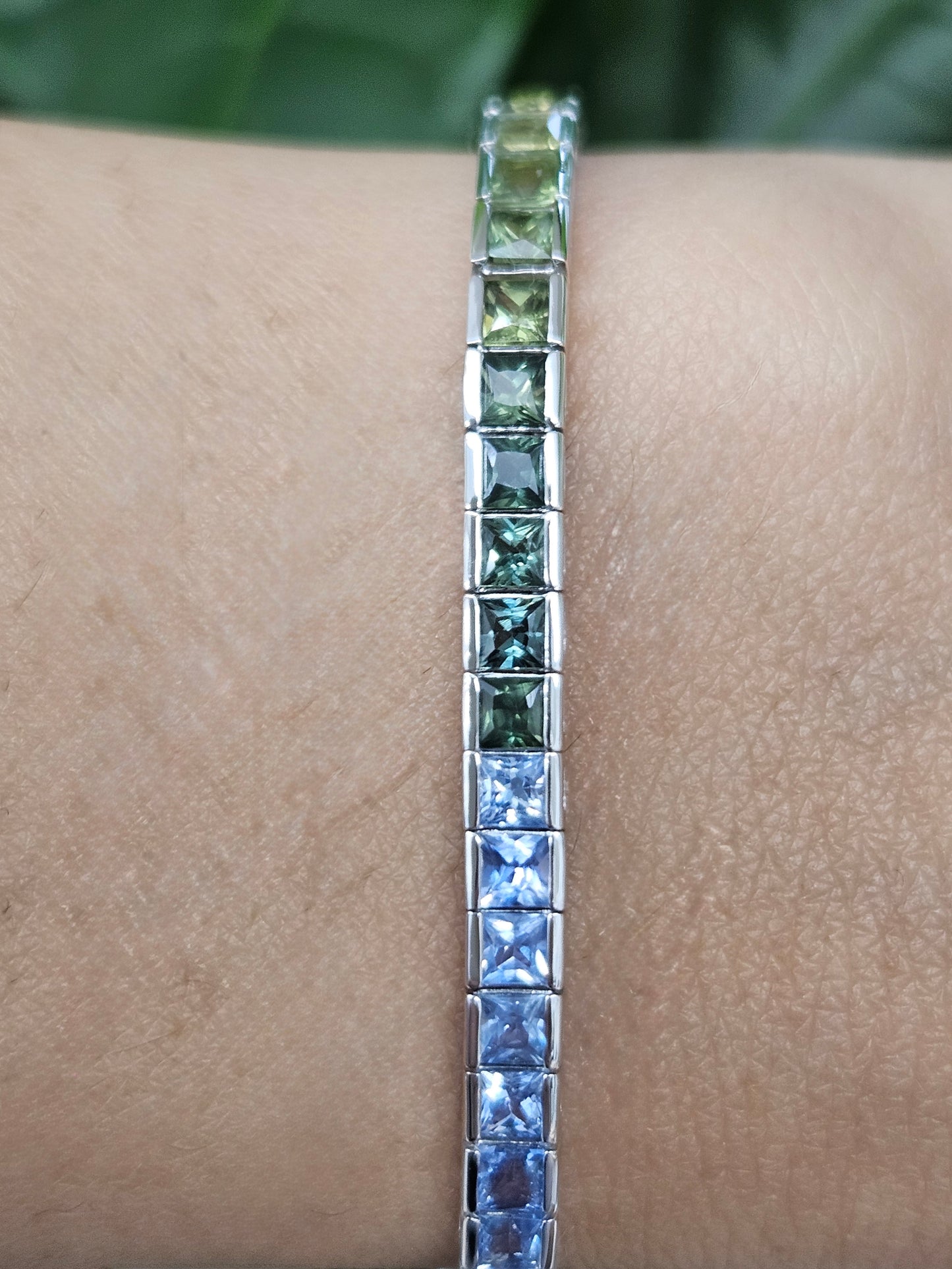 Natural Ombre Sapphire 7" Tennis Bracelet