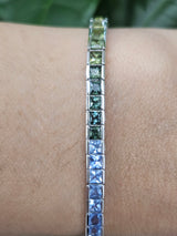 Natural Ombre Sapphire 7" Tennis Bracelet