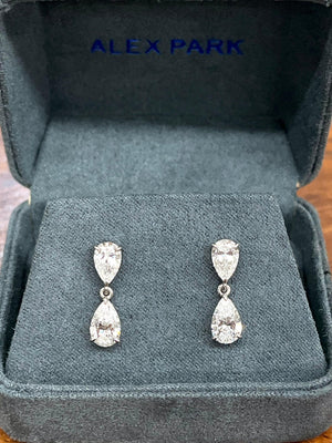 2.5 cttw Lab Pear Diamonds Drop Earrings
