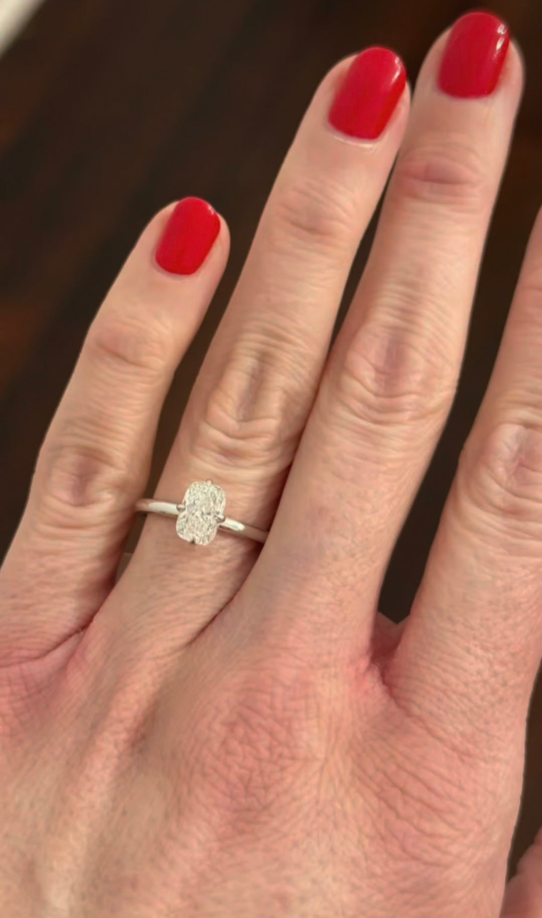 White Gold 1.25ct Elongated Cushion Lab Diamond Ring