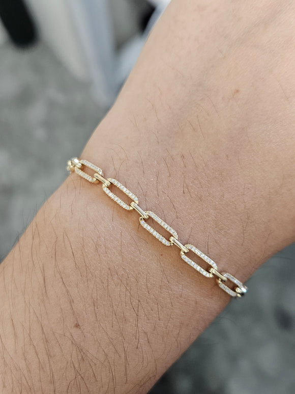 14k 0.50 ctw Diamonds 7 inches Yellow Paper Clip Bracelet