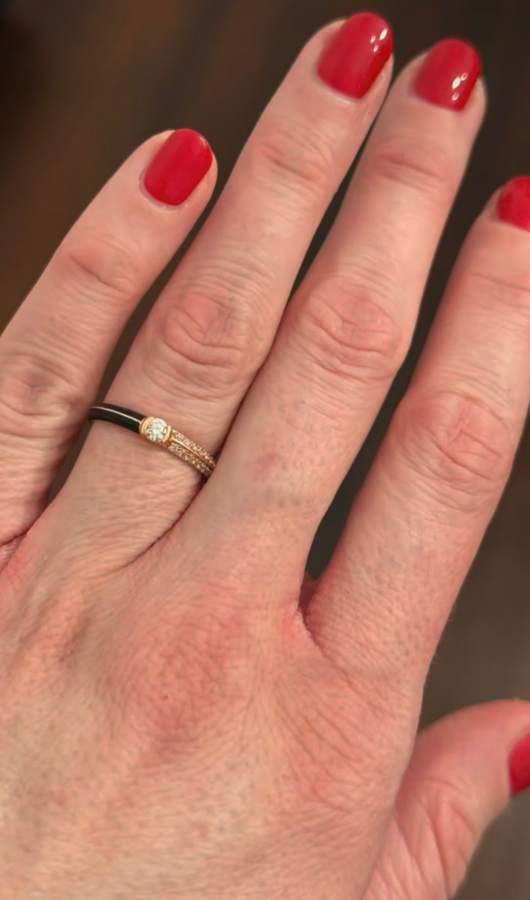 Rose Gold & Black Enamel 0.28ct Lab Diamond Ring