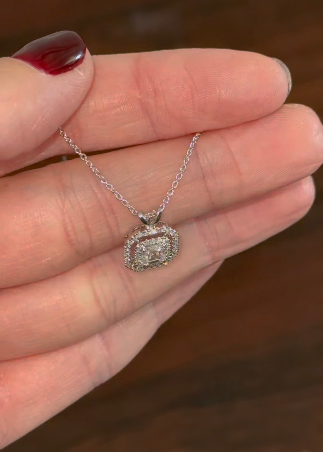 White Gold Asscher & Round Lab Diamond Necklace