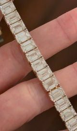 38.81ct Emerald Yellow Gold Lab Diamond 7.5" Tennis Bracelet