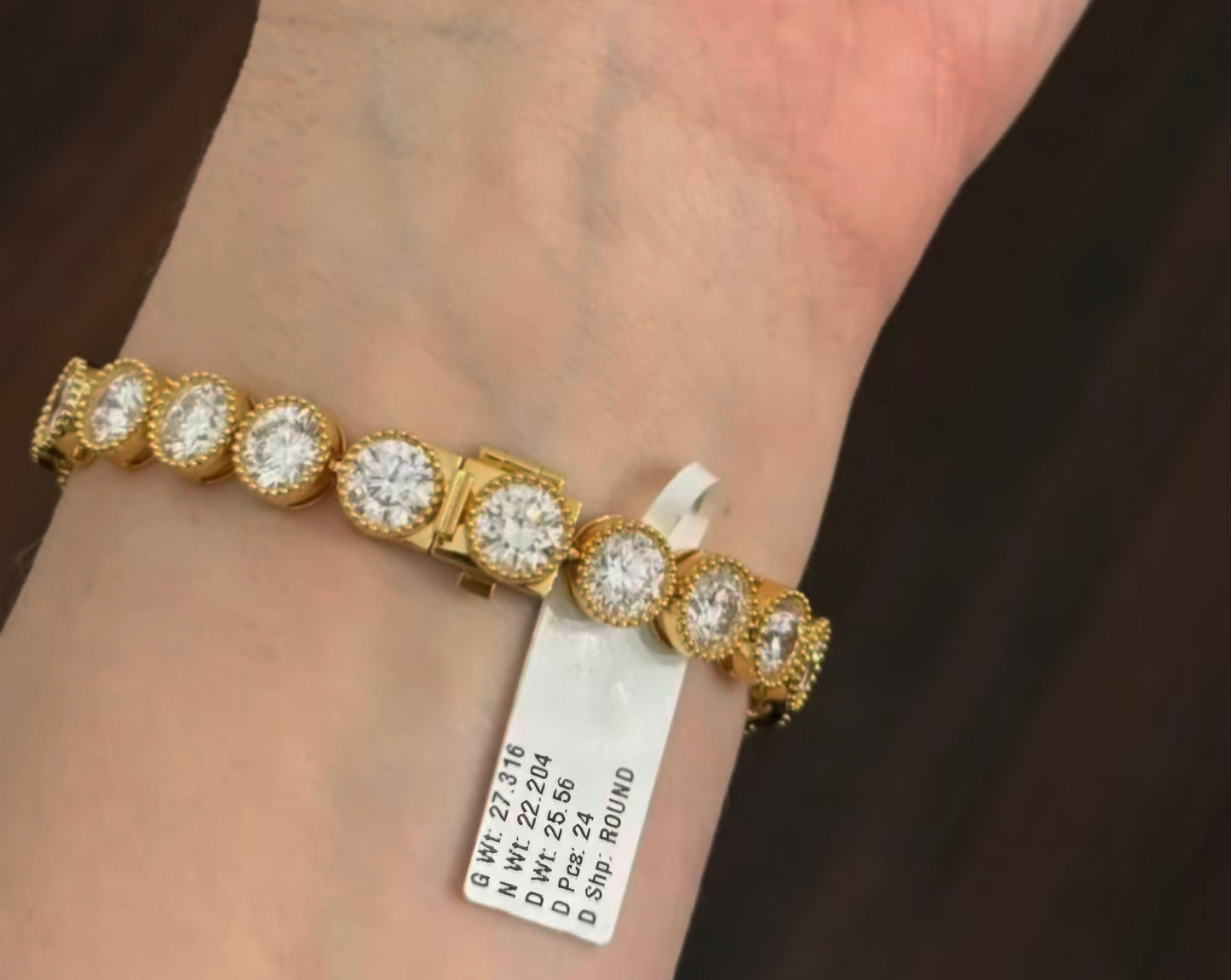25.56ct Yellow Gold Lab Diamond Bracelet