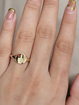 18k Yellow + Enamel F U  ring