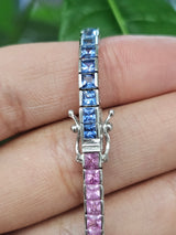 Natural Ombre Sapphire 7" Tennis Bracelet