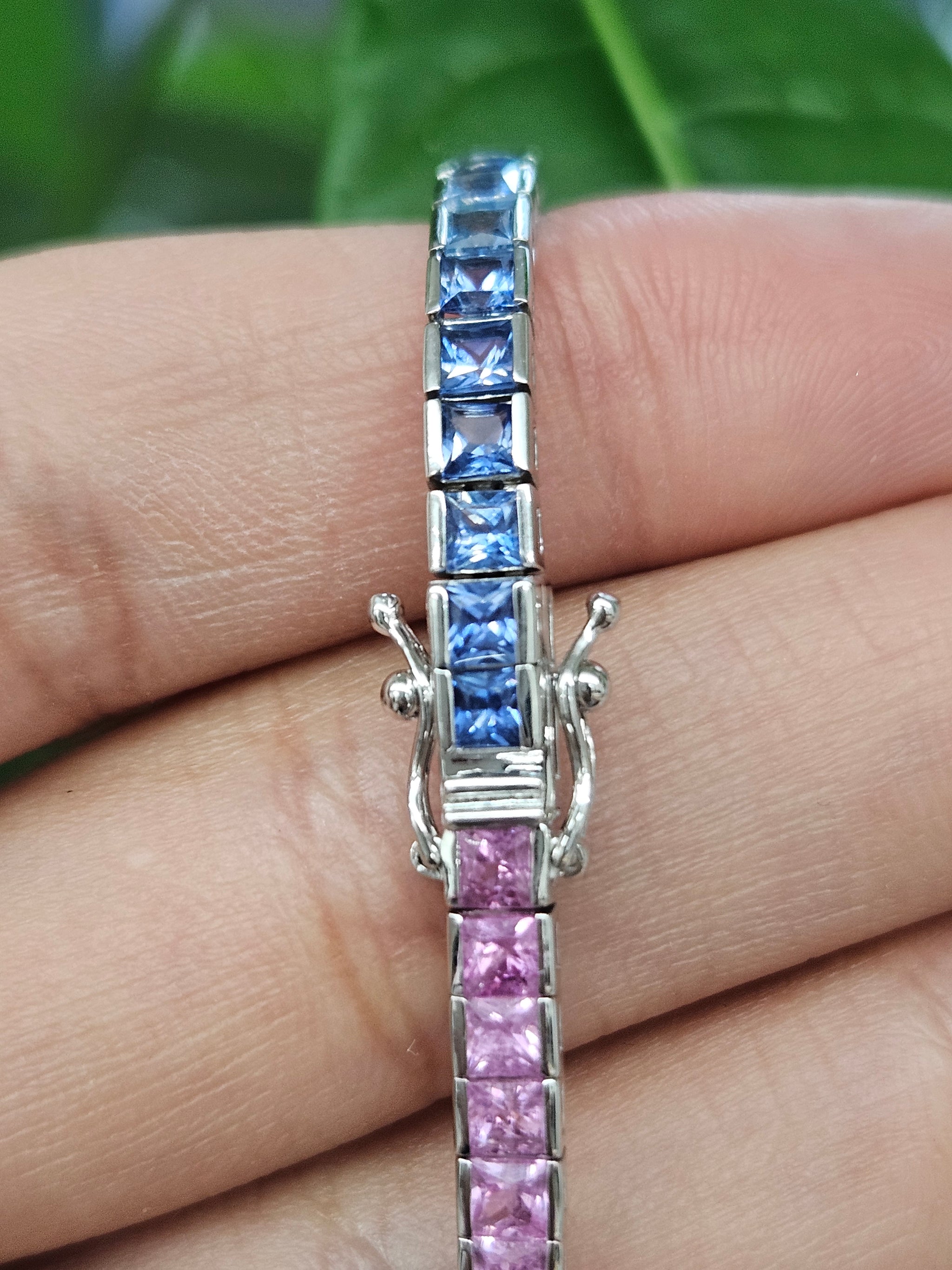 Natural Ombre Sapphire 7" Tennis Bracelet