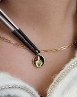 18K Yellow  + Enamel  F U pendant