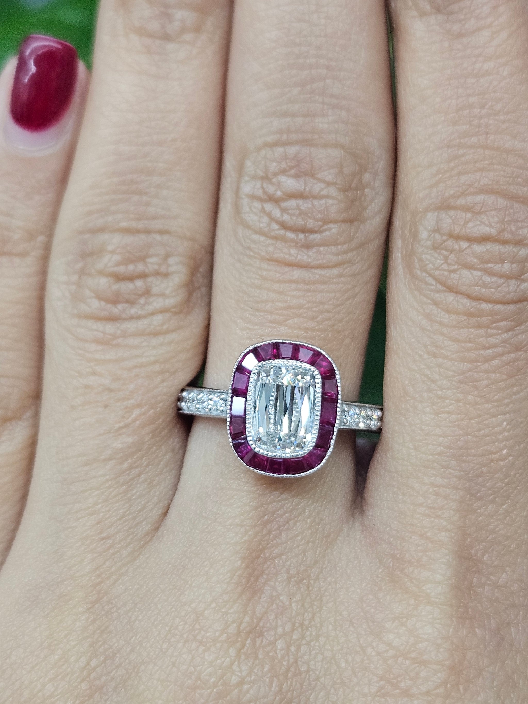 Chris cut Lab Diamond & Natural Ruby Ring
