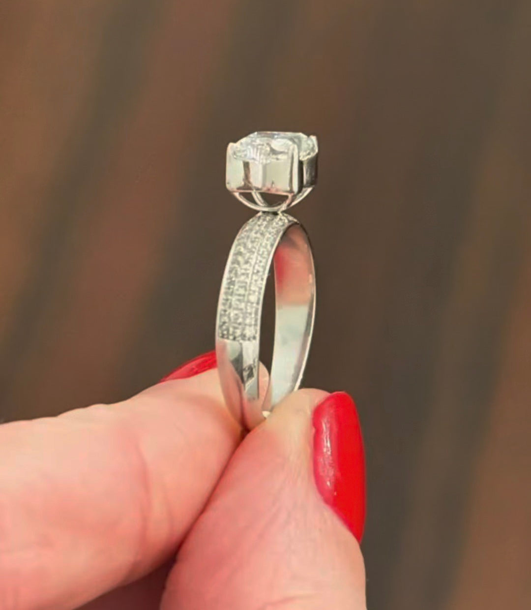 White Gold Pear & Round Lab Diamond Ring