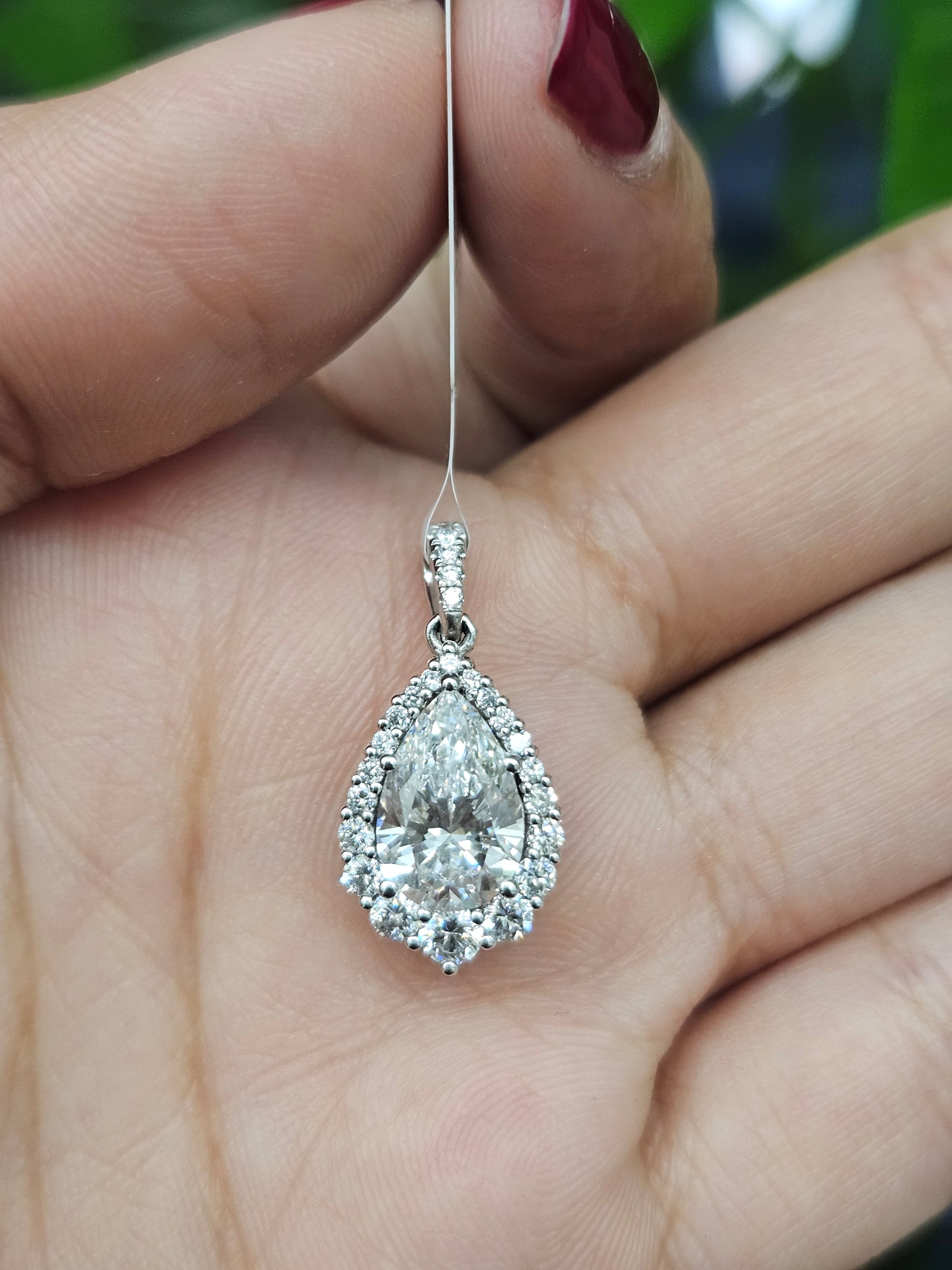 14K Gold Pear Shaped Lab Diamond Pendant