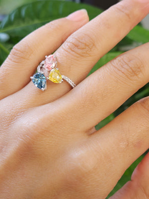 *Premade* 2.92 cttw Mix Fancy Color with Lab Diamond Engagement Ring