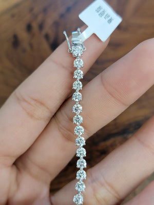 6.37 CT Lab 7.15 inches 3 Prongs Tennis Bracelet