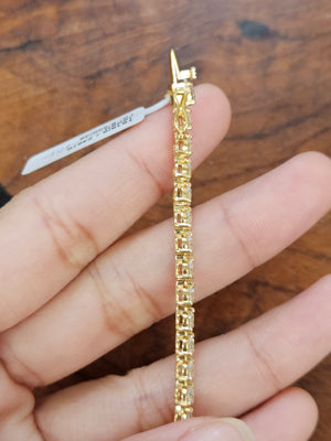 18k 6.56 CT Lab 7 inches Yellow Tennis Bracelet