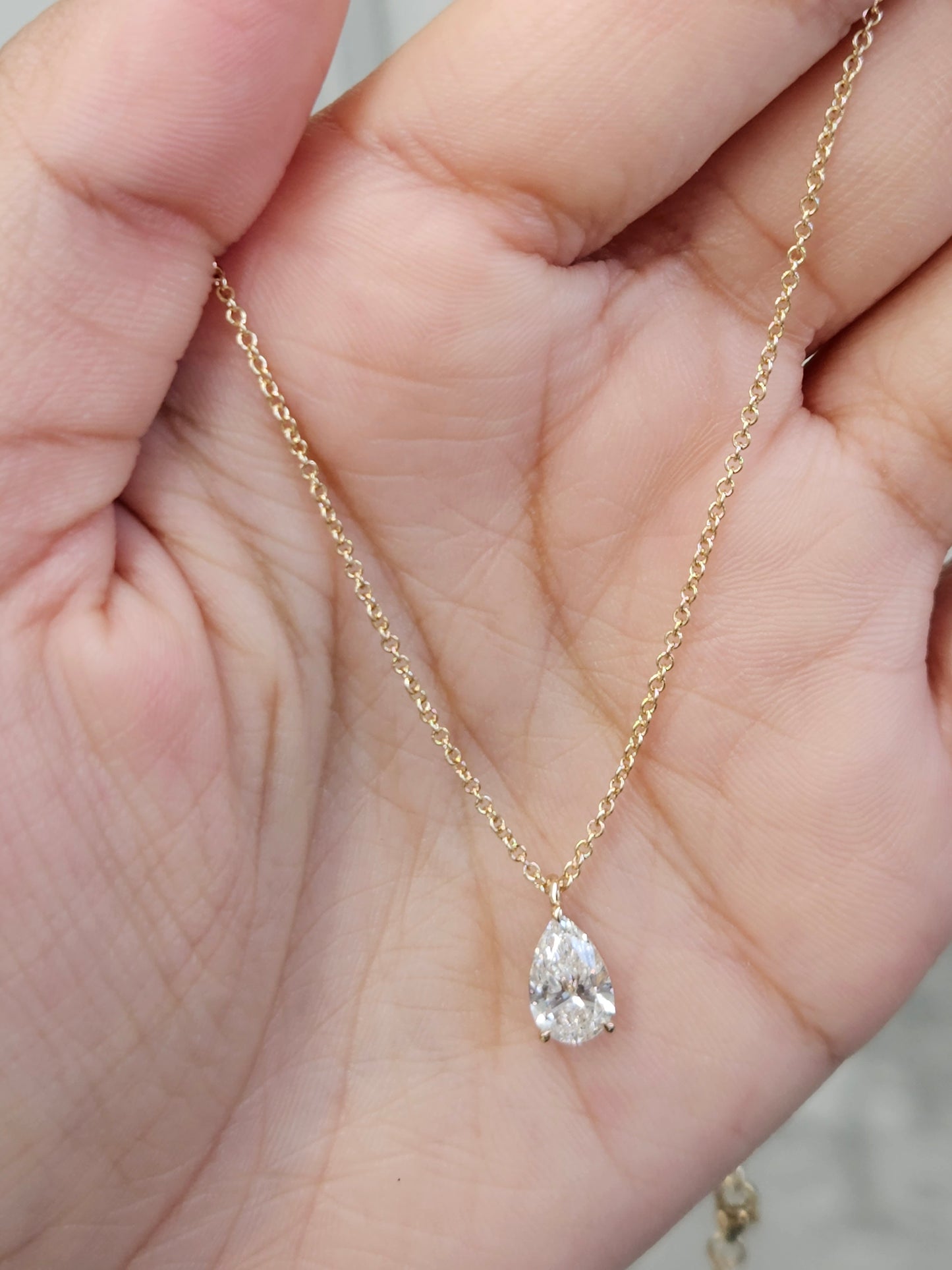 1 ct Lab Pear Shaped Yellow Necklace