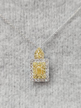 Radiant cut 18K White Gold Natural Diamond Necklace