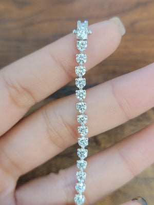 6.37 CT Lab 7.15 inches 3 Prongs Tennis Bracelet