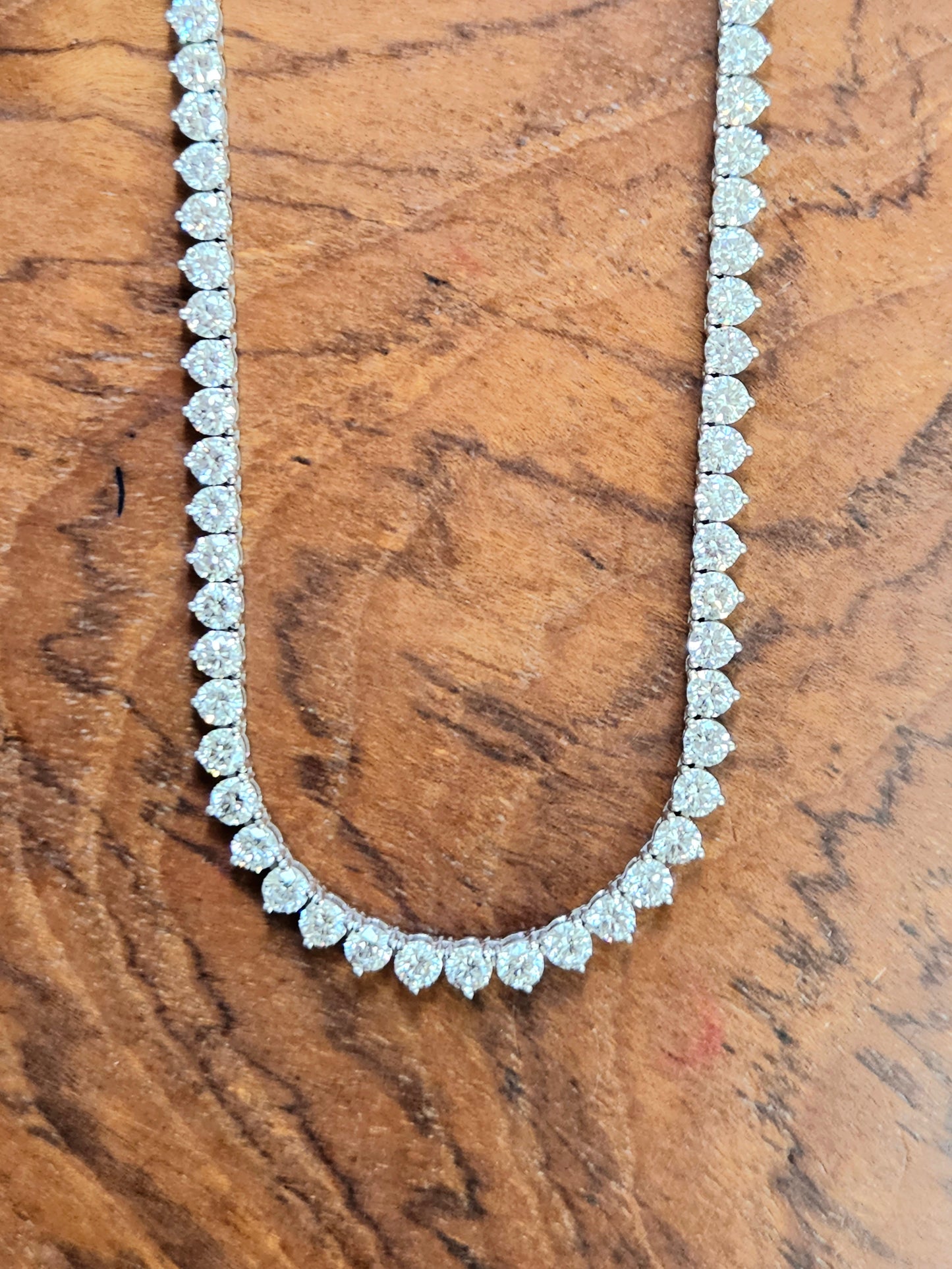 14.5 cttw Lab 17 Inches 3 Prongs Tennis Necklace