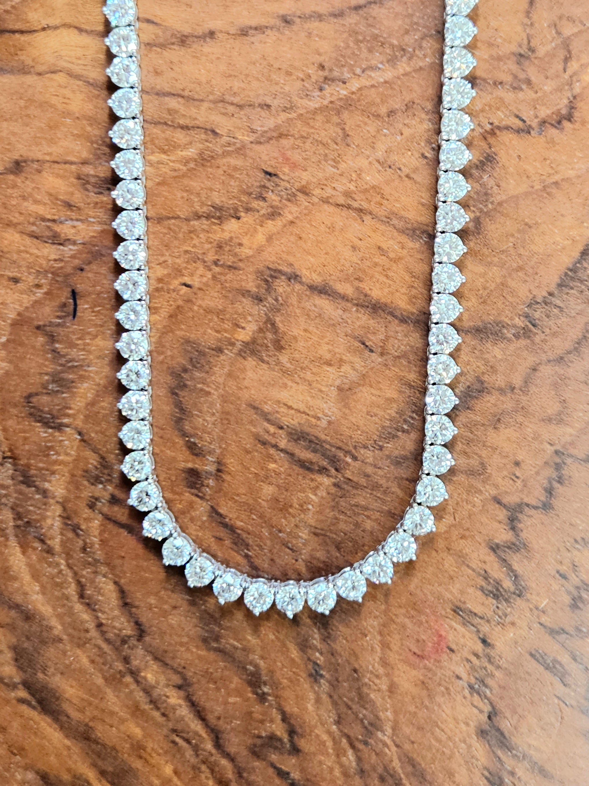 14.5 cttw Lab 17 Inches 3 Prongs Tennis Necklace