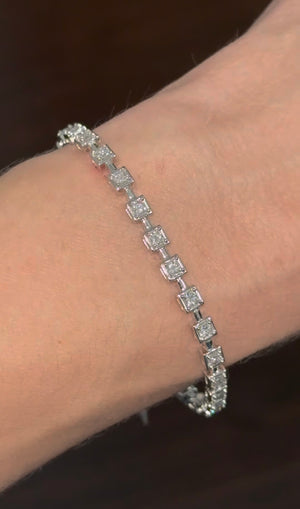 White gold 2.96ct princess cut lab diamond tennis bracelet