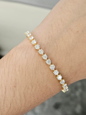18k 6.56 CT Lab 7 inches Yellow Tennis Bracelet