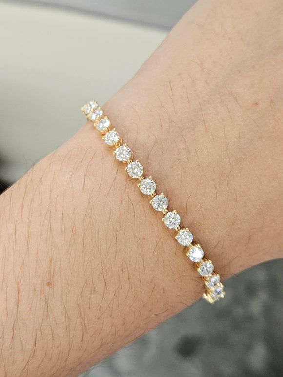 18k 6.56 CT Lab 7 inches Yellow Tennis Bracelet