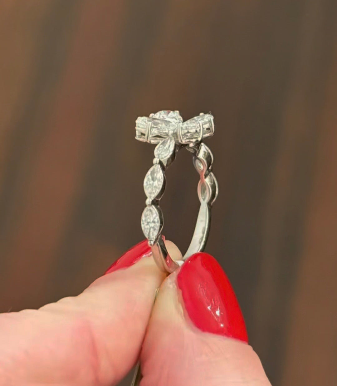 White Gold 0.92ct Pear & Marquise Lab Diamond Ring