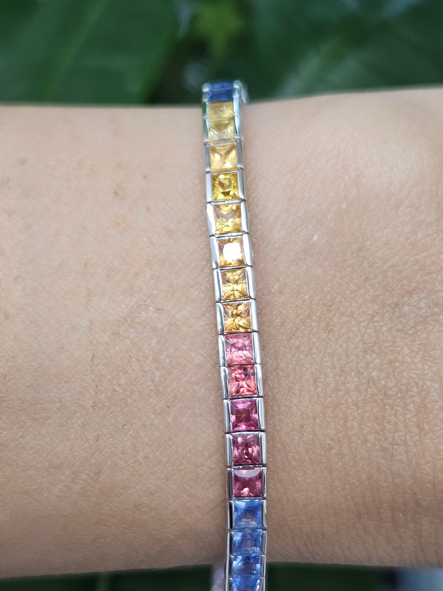 Natural Ombre Sapphire 7" Tennis Bracelet